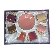 Classic Coffee And Tea Demitasse 6 Cups &Saucers Set Espresso Cups Earth Tone