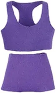 CoudarTitie 1/12 Scale Sports Vest and Shorts Set, Mini Stylish, Lightweight and Soft Clothes for Action Figures, Dolls, Models , Light Purple