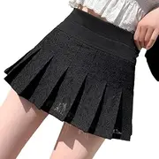 [BANLUX] Womens Short Skirts - A Line Mini Skirt Ultra-Short Miniskirt Pants Elastic Waist Joker Lace Pleated Skirt Sexy Skirt Fashion Black White Skirt