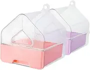 BESPORTBLE 2pcs Tub: Transparent Cage Parrot Hanging Shower Box with Drawer Design Small Bird Bathtub for Parakeets Cockatiels and Pet