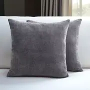 Encasa Thick Chenille Throw Pillow Covers Set of 2 | 20" x 20" (Pack of 2) Grey