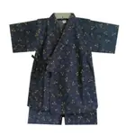 現貨 純棉方格布日本原單甚平男寶寶兒童和服套裝家居演出汗蒸蒸蜻蜓藍 和服