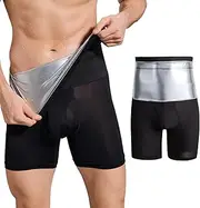 [GENEMEN] Men's Sauna Shorts Workout Compression Sweat Shorts Tummy Control Shapewear High Waist, Sauna Shorts Internal Silver, 3X-Large