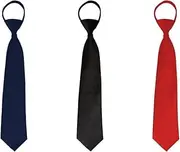 [Generic] 3 Pieces Men's Ties, Skinny Pre-Tied Plain Zip Tie With Adjustable Strap, Classic Wedding for Office or Festive Events