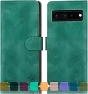 DJBull Google Pixel 7 Pro Wallet case with Credit Card Holder, 【RFID Blocking】 PU Leather Phone case Shockproof Cover Women Men for Pixel7Pro case Blue Green