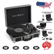 Retro Bluetooth 3-Speed Record Player Suitcase w/ Built-In Speakers - NWG Model