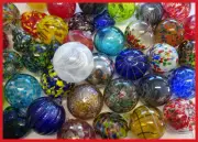 Bulk Mix Lot of 48 Hanging Glass Round Ball, Tops, Hearts & More Many Designs