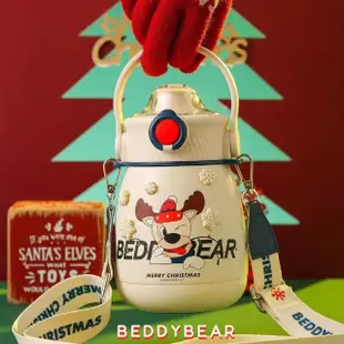 【BEDDY BEAR 杯具熊】BEDDYBEAR 淘氣麋鹿大容量316不鏽鋼保溫瓶 吸管水壺 保溫嘟嘟桶 兒童水壺850ml