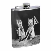Kitten Farmer Em1 Flask 8oz Stainless Steel Hip Drinking Whiskey