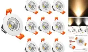 2inch LED Dimmable Downlight, 3W COB Recessed Ceiling Light, Warm White 3000K
