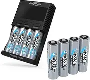 ANSMANN Powerline 4 Ultra Battery Charger for AA/AAA/C/D NiMH Batteries & Li-Ion Round Cell 18650/26650 Battery Charger with 4 Charging Programmes Including 8X NiMH AA2850 Batteries, Quick Charger