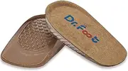[Dr.Foot] Dr. Foot's Height Increase Insoles, Heel Cushion Inserts, Heel Lift Inserts for Leg Length Discrepancies, Brown, Small (1" Height)