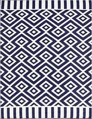 Rug Club A002 Reversible Outdoor Chatai Rug, 150 cm x 240 cm Size, Navy/White