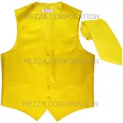 New Men's Vesuvio Napoli Tuxedo Vest Waistcoat Necktie prom wedding party Yellow