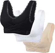 ZRBDHGF Plus Size Wireless Bras Women Full Support, Comfort Bras for Women V Neck Wireless Bras Classic Plunge Bra