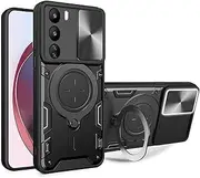 [FORZARMOR] for Oppo Reno 12 Pro 5G (6.7 Inch) Case Shockproof with Back Camera Slide Window Cover, Ring Kickstand Armor Military Rugged Cover (for Reno12 Pro,Black)