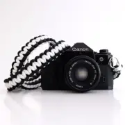 NEW BLACK WHITE CAMERA 36" NECK STRAP PARACORD DSLR MIRRORLESS SONY CANON FUJI