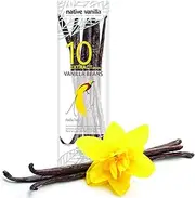 Native Vanilla Grade B Tahitian Vanilla Beans – 10 Premium Extract Whole Pods – For Chefs and Home Baking, Cooking, & Extract Making – Homemade Vanilla Extract