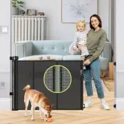 HEELALBABY REINFORCED 55" WIDE RETRACTABLE BABY GATES - BLACK