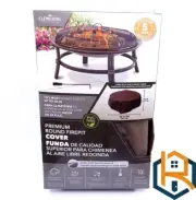 Premium Brown Round Firepit Cover 38” x 18” Heavyweight All Weather UV Resistant