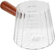 Ciieeo Glass Creamer with Wooden Handle; Glass Creamer Coffee Milk Creamer Frothing Pitcher 180ml Creamer Jug Milk Pourer Espresso Shot Glasses for Home Kitchen