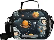 Astronauts in Space Kids Lunch Bag Wide Open Lunch Tote Bag Lunch Box Cooler Bag for Children
