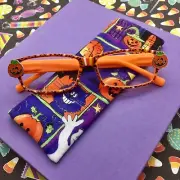 Halloween Reading Glasses 1.25 Handpainted Readers Eyeglass Case Jack O Lantern