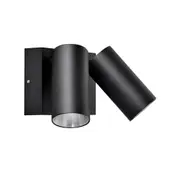 CLA LIGHTING Outdoor Wall Mounted Pillar Spot Light - 2 Heads - Adjustable - 8W Tri-CCT LED - Aluminium - 240V - Black
