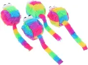 INOOMP 4pcs Realistic Plush Cat Mouse Interactive Fuzzy Mice for Indoor Cats Boredom Reducer Adorable Pet Playthings Eye Catching Keep Entertained