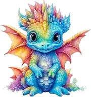 Fabric Panel 8"x8" Baby Dragon 100% Cotton Quilting Panel Square AM1419