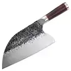 Butcher Knife Hammered Forged Steel Wood Handle Chef Slicing Chopping Butcher L