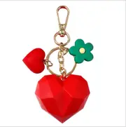 Geometric Love Flower Keychain Pendant Creative Personality Car School Bag Cute Male And Female Key Chain Ring 3D Girl Gift