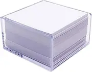 Non Sticky Notes with Memo Holder 3x3 Inch White Blank Note Cube Refill 500 Sheets Loose Paper Clear Acrylic Dispenser for Taking Notes Reminders Office Desk Organizer