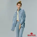 BRAPPERS 女款 寬鬆落肩長袖牛仔襯衫-淺藍