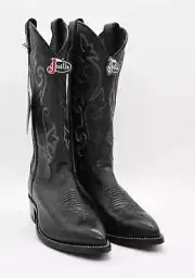 Vintage NOS Justin Mens Black London Calf Pointed J-Toe Western Cowboy Boots 7EE