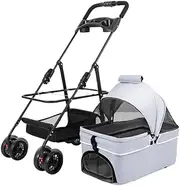 Pet Stroller Pet Stroller, Lightweight and Foldable Stroller, Pet Stroller, Meal Tray, Pet Stroller, Must-Have for Traveling Small Pet Stroller(G)