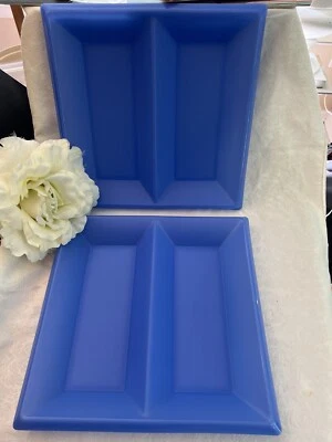Tupperware TWO Large Buffet Get Togethers Appetizer Divided Trays Blue New