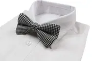 Mens Black & White Zig Zag Patterned Bow Tie