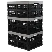 16-Liter Folding Crates Storage, Collapsible Container Plastic, Set of 3