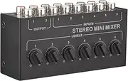 Stereo 6 Channel Passive M Er RCA Portable O M Er 6 in 2 Out Stereo Distributor Volume Control No Battery Required Black