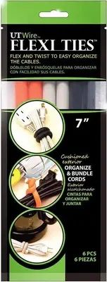 UT Wire Flexi Ties Cable Wrap, Rubber, Black/Grey/Orange, 7-Inch