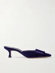 [Manolo Blahnik] Manolo Blahnik - Maysale 50 Buckled Velvet Mules - Purple - IT40 IT 40 Purple