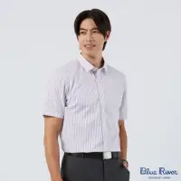 在飛比找momo購物網優惠-【Blue River 藍河】男裝 白色短袖襯衫-紫色格子(