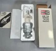 NEVER USED! Vintage Champion Spark Plug AM/FM Transistor Radio w/ Box, Works!