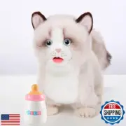 Electronic Interactive Ragdoll Cat - Realistic Handmade Toy with Walking, Bar