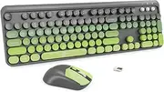 Wireless Keyboards Mouse Combos, Creamy Keyboard, Cute Wireless Keyboard and Mouse Set for Desktop Laptop PC Computer (Light Green)