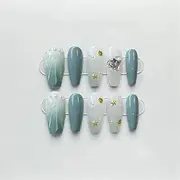 Handmade Artificial Nail Press EN8 Design Coffin Full Cover Manicure Wearable Manicure