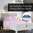 Luxury Bed Sheet Set Super Soft Egyptian Cotton Attached Waterbed Pink Solid