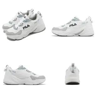 【FILA】休閒鞋 Hidden Tape 6 女鞋 白 灰 皮革 老爹鞋 經典 復古(5J329X143)