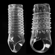 2PC Penis Extender Enlarger Sheath Men Enhancer Ball Stretcher Sleeve Girth Ring